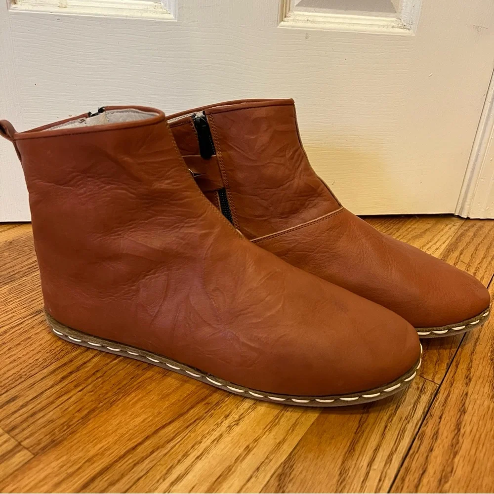Atlantis Handmade Boots Men’s SZ 10 Brown Leather Barefoot Minimalist Grounding